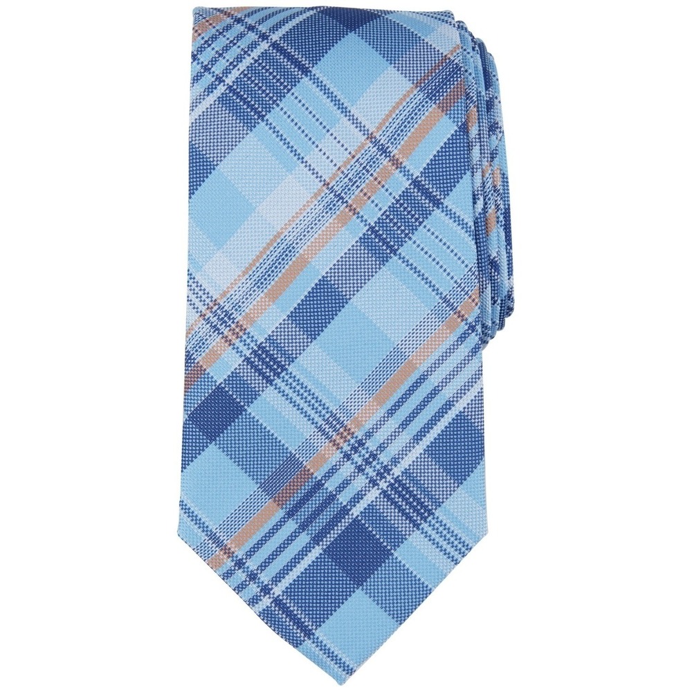Club Room Mens Tie One Size Light Blue Morgan Plaid Quiet Luxury Necktie NWT